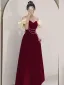 Chic / Beautiful Black Pearl Velvet Prom Dresses 2024 A-Line / Princess Off-The-Shoulder Puffy Short Sleeve Backless Floor-Length / Long Prom Formal Dresses