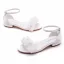 Schöne Weiß Ball Applikationen Sandalen Damen 2023 Knöchelriemen Peeptoes Low Heel Sandaletten Hochhackige