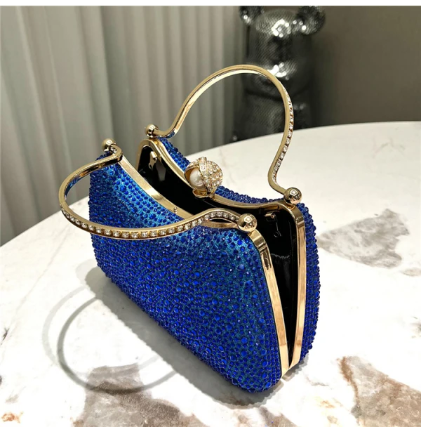 Vintage Kungsblå Rhinestone Bal Kuvertväska Handväska 2024