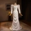 Fashion Ivory Satin Evening Dresses 2024 Trumpet / Mermaid Square Neckline Long Sleeve Backless Sweep Train Evening Party Formal Dresses