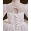 Chic / Beautiful White Beading Pearl Sequins Birthday Flower Girl Dresses 2023 Ball Gown Scoop Neck Long Sleeve Floor-Length / Long Flower Girl Dresses