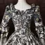 Vintage / Retro Medieval Black Printing Rhinestone Halloween Prom Dresses 2026 Ball Gown Square Neckline Bell sleeves Floor-Length / Long Formal Dresses