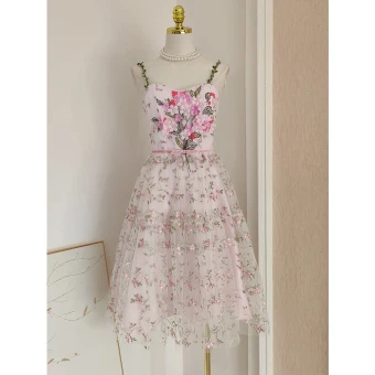 Flower Fairy Chic Beautiful Multi Colors Pearl Appliques Homecoming Graduation Dresses 2023 A Line Princess Spaghetti Straps Bow Sash Sleeveless Backless Tea Length