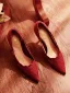Elegant Red Lace Flower Wedding Shoes 2026 Leather 8 cm Stiletto Heels Pointed Toe Wedding Pumps