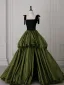 Chic / Belle Vert Foncé Volants en Cascade Fendue devant Robe De Bal 2026 Robe Boule Bretelles Spaghetti Sans Manches Dos Nu Train De Balayage Robe De Ceremonie