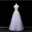 Chic / Beautiful Lavender Appliques Rhinestone Prom Dresses 2025 A-Line / Princess Strapless Sleeveless Backless Floor-Length / Long Formal Dresses