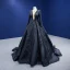 Vintage / Retro High-end Black Handmade  Beading Sequins Prom Dresses 2022 Ball Gown Scoop Neck Long Sleeve Sweep Train Formal Dresses