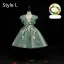Flower Fairy Sage Green Appliques Lace Flower Birthday Flower Girl Dresses 2024 Ball Gown V-Neck Bell sleeves Court Train Flower Girl Dresses