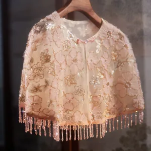 Charming Champagne Handmade Beading Sequins Tassel Prom Shawl 2025