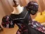 Vintage / Retro Black Pearl Sequins Birthday Flower Girl Dresses 2025 Ball Gown Scoop Neck Puffy Short Sleeve Backless Floor-Length / Long Tulle