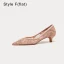 Elegante Rosa Spitze Blumen Durchsichtige Brautschuhe 2022 Leder 3 cm Stilettos Spitzschuh Hochzeit Pumps Hochhackige