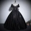 Vintage / Retro Dark Green Beading Lace Flower Prom Dresses 2024 Ball Gown Scoop Neck Puffy Short Sleeve Backless Floor-Length / Long Prom Formal Dresses