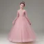 Elegant Candy Pink Beading Sequins Rhinestone Lace Flower Birthday Flower Girl Dresses 2025 Ball Gown Scoop Neck 3/4 Sleeve Floor-Length / Long