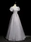 Élégant Gris Perlage Paillettes Robe De Bal 2023 Princesse Encolure Carrée Gonflée Manches Courtes Dos Nu Longue Promo Robe De Ceremonie