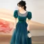 Vintage / Retro Green Prom Dresses 2022 A-Line / Princess Scoop Neck Short Sleeve Backless Floor-Length / Long Prom Formal Dresses