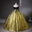 Vintage / Retro Black Gold Ball Gown Prom Dresses 2024 Strapless Sleeveless Backless Floor-Length / Long Prom Formal Dresses