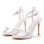 Elegant White Pearl Wedding Shoes 2023 Ankle Strap 10 cm Stiletto Heels Open / Peep Toe Wedding Sandals High Heels
