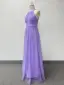 Chic / Belle Lavande Paillettes Robe De Bal 2024 Princesse Col Haut Sans Manches Longue Promo Robe De Ceremonie