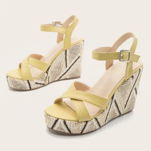 Fashion Yellow Street Wear Summer Womens Sandals 2022 11 Cm Wedges Open Peep Toe Sandals