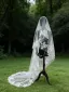 Vintage / Retro White Lace Flower 3 m Wedding Veils 2026 Tulle