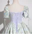 Fashion Sage Green Lace Flower Butterfly Prom Dresses 2025 Ball Gown Square Neckline Short Sleeve Backless Floor-Length / Long Prom Formal Dresses