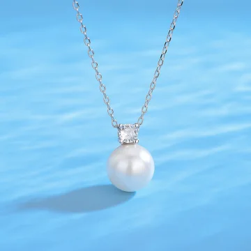 Chic Beautiful Silver Pearl Rhinestone Sterling Silver Necklaces Accessories 2023