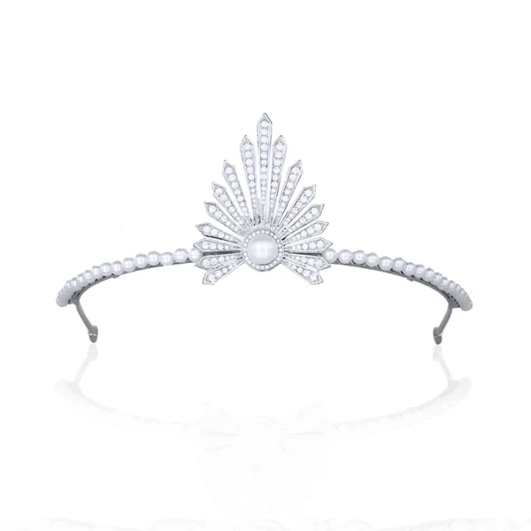 Ovanlig Vita Pärla Rhinestone Brud Huvudbonad Bröllop Tiara 2022