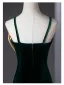Elegant Dark Green Velvet Prom Dresses 2024 Trumpet / Mermaid Spaghetti Straps Bow Sleeveless Backless Sweep Train Prom Formal Dresses