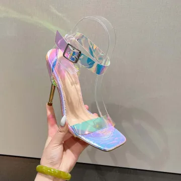 Transparent Soirée Laser Été Sandales Femme 2022 11 Cm Talons Aiguilles Peep Toes Bout Ouvert Sandales Talons Hauts