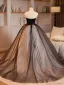 Audrey Hepburn-Stil Schwarz Applikationen Ballkleider Ballkleid 2024 Bandeau Ärmellos Rückenfreies Lange Ball Festliche Kleider