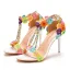 Chic / Beautiful Flower Fairy Multi-Colors Wedding Shoes 2022 Lace Flower Pearl T-Strap 9 cm Stiletto Heels Open / Peep Toe Wedding Sandals High Heels