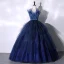 Charmant Marineblau Glanz Fallende Rüsche Ballkleider 2023 Ballkleid Spaghettiträger Ärmellos Rückenfreies Lange Ball Festliche Kleider