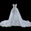 Occidental Blanche Fait main Perlage Perle Paillettes Robe De Mariée 2024 Trompette / Sirène Bustier Sans Manches Dos Nu Tribunal Train
