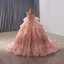 Luxury / Gorgeous Blushing Pink Beading Appliques Pearl Sequins Prom Dresses 2025 Ball Gown Strapless Sleeveless Backless Floor-Length / Long Prom Formal Dresses