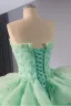 High-end Sage Green Beading Pearl Sequins Cascading Ruffles Prom Dresses 2024 Ball Gown Strapless Sleeveless Backless Chapel Train Prom Formal Dresses
