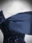 Sparkly Black Gold Sequins Evening Dresses 2026 A-Line / Princess Off-The-Shoulder Short Sleeve Backless