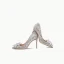 Sparkly Silver Crystal Wedding Shoes 2022 Sequins Leather 9 cm Stiletto Heels Pointed Toe Wedding Pumps High Heels