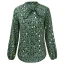 Elegant Green Printing Floral Chiffon Women Blouses 2021 Loose High Neck Work Street Wear Fall Spring Long Sleeve Tops