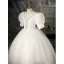 Bling Bling Ivory Pearl Sequins Birthday Flower Girl Dresses 2022 Ball Gown Scoop Neck Puffy Short Sleeve Floor-Length / Long Flower Girl Dresses