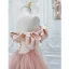 Élégant Rougissant Rose Volants en Cascade Satin Robe De Bal 2024 Princesse Volants De l'épaule Manches Courtes Dos Nu Train De Balayage Robe De Ceremonie