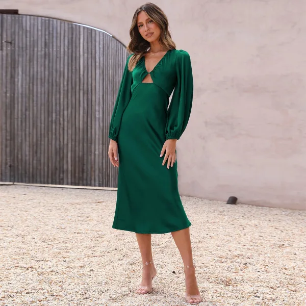green holiday dresses Save Your Applause Emerald Green Ruffled Dress – Shop the Mint