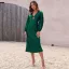 Sexy Dark Green Holiday Beach Satin Women Dresses 2023 Deep V-Neck Long Sleeve Backless Lace Up Tea-length Womens Clothing