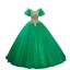 Vintage / Retro Green Beading Sequins Lace Flower Prom Dresses 2023 Ball Gown Scoop Neck Puffy Short Sleeve Backless Floor-Length / Long Prom Formal Dresses