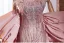 Lovely Blushing Pink Sequins Rhinestone Prom Dresses 2024 Trumpet / Mermaid Strapless Tassel Short Sleeve Backless Floor-Length / Long Prom Formal Dresses