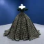 Scintillantes Vert Foncé Perlage Paillettes Daim Robe De Bal 2022 Robe Boule De l'épaule Manches Courtes Dos Nu Chapel Train Promo Robe De Ceremonie
