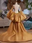 Vintage / Retro Tan Puffy Short Sleeve Satin Prom Shawls 2025