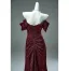 Haut de Gamme Charmant Bordeaux Trompette / Sirène Robe De Ceremonie 2025 De l'épaule Manches Courtes Dos Nu Train De Balayage Robe De Soirée