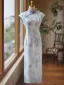 Classy Chinese style Sky Blue Summer Cheongsam 2024 Trumpet / Mermaid High Neck Sleeveless Tea-length