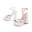 Fashion Beige Street Wear Womens Sandals 2022 Ankle Strap 12 cm Thick Heels Open / Peep Toe Sandals High Heels