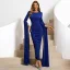 Vintage / Originale Bleu Roi Robe De Soirée 2022 Trompette / Sirène Encolure Dégagée Manches Longues Longue Soirée Robe De Ceremonie